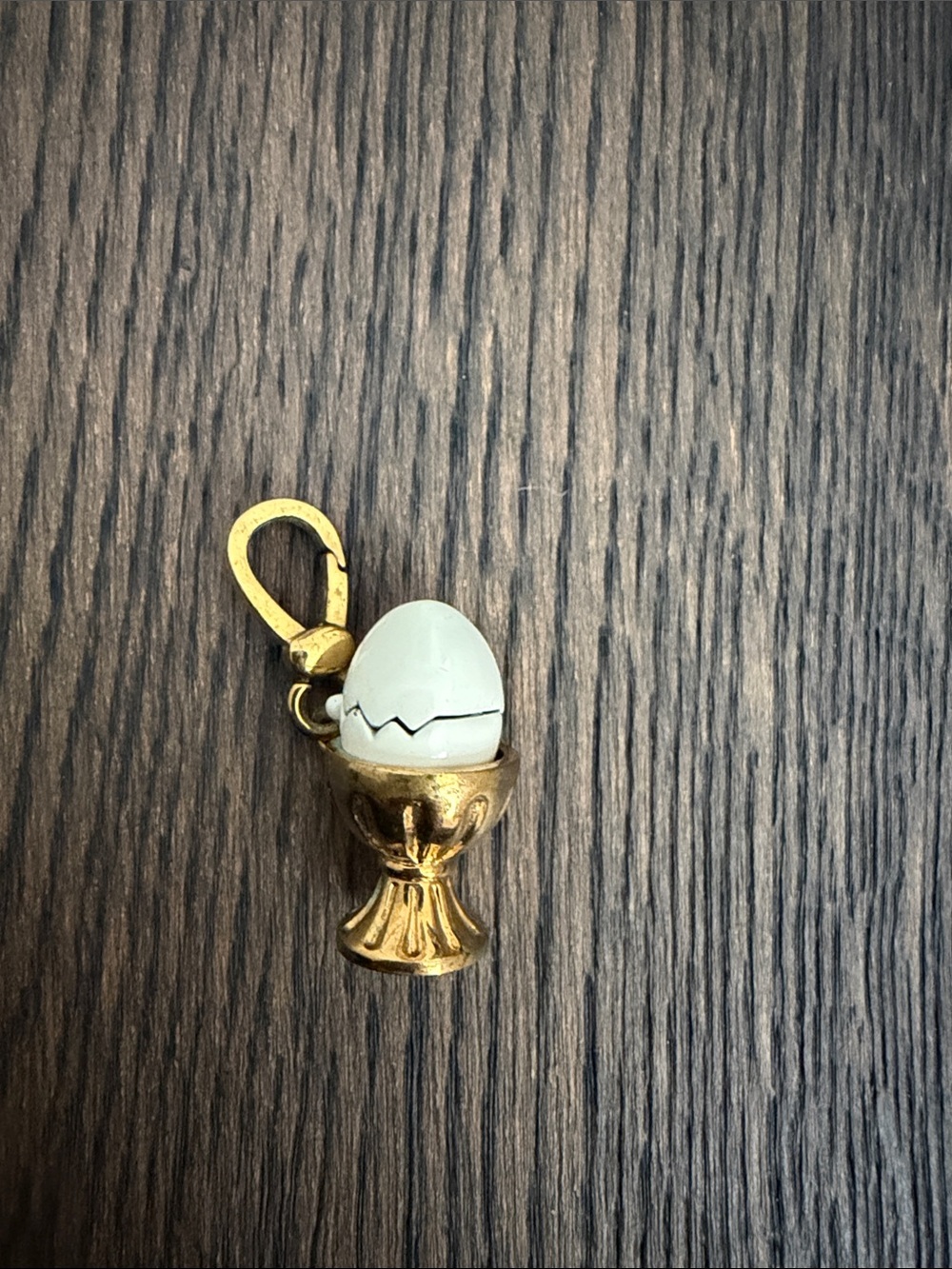 Gold Egg in Chalice Pendant Charm - White Egg